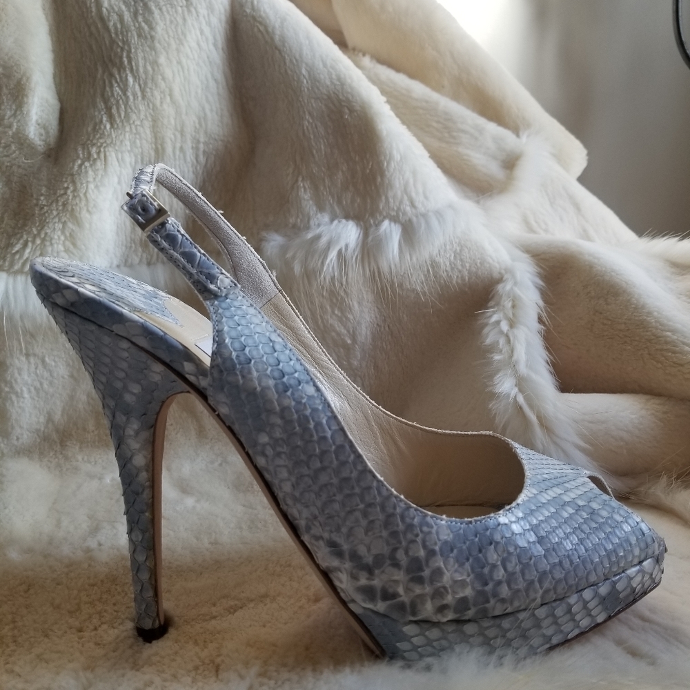 Jimmy Choo Heels  FROSTED PYTHON WHITE 38.5